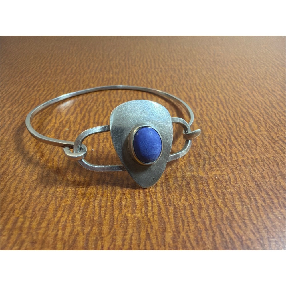 Mexico Vintage 925 Sterling Silver Lapis Front Opening Ladies 7 inch Bracelet